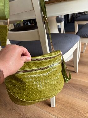Olive Green Woven Crossbody Bag - Women’s. Emmafy new.